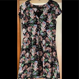 J. Crew Floral Spring Dress with partial button-up